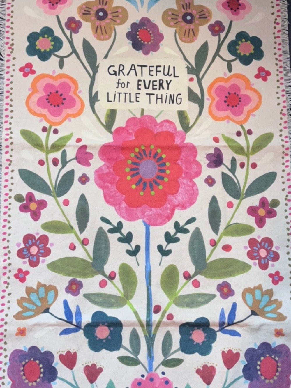 NATURAL LIFE Pink Multicolor Floral 'Grateful for Every Little Thing' Tapestry
